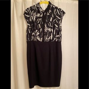 Anne Klein sheer top black & white dress, size 16